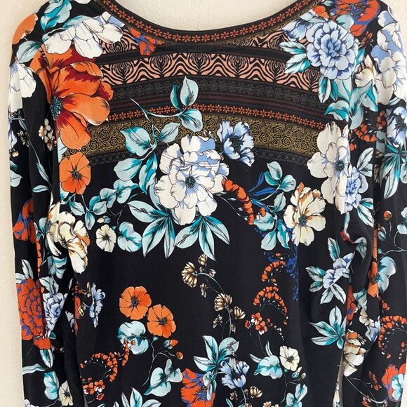 JOHNNY WAS Golden Spring Floral Print Long Sleeve Tee: NWOT! MEDIUM; P2P is 21" - Picture 6 of 10